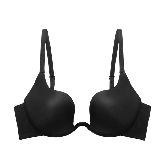 Sexy Seamless Bras For Womens/Girls Push Up Small Breasts Comfort Deep V  Valette Wirefree Thin Bra Lingerie (Color : Black, Size : 80A/36A) :  : Fashion